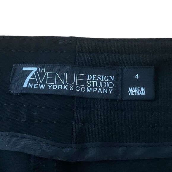New York & Co 7th Avenue Black Skinny Stretchy Pants Women's Size 4 Bottom Slit - Picture 9 of 11